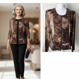 🤎Frank Lyman Animal Print Zipper Jacket 14 | Day-to-Night Chic!🤎